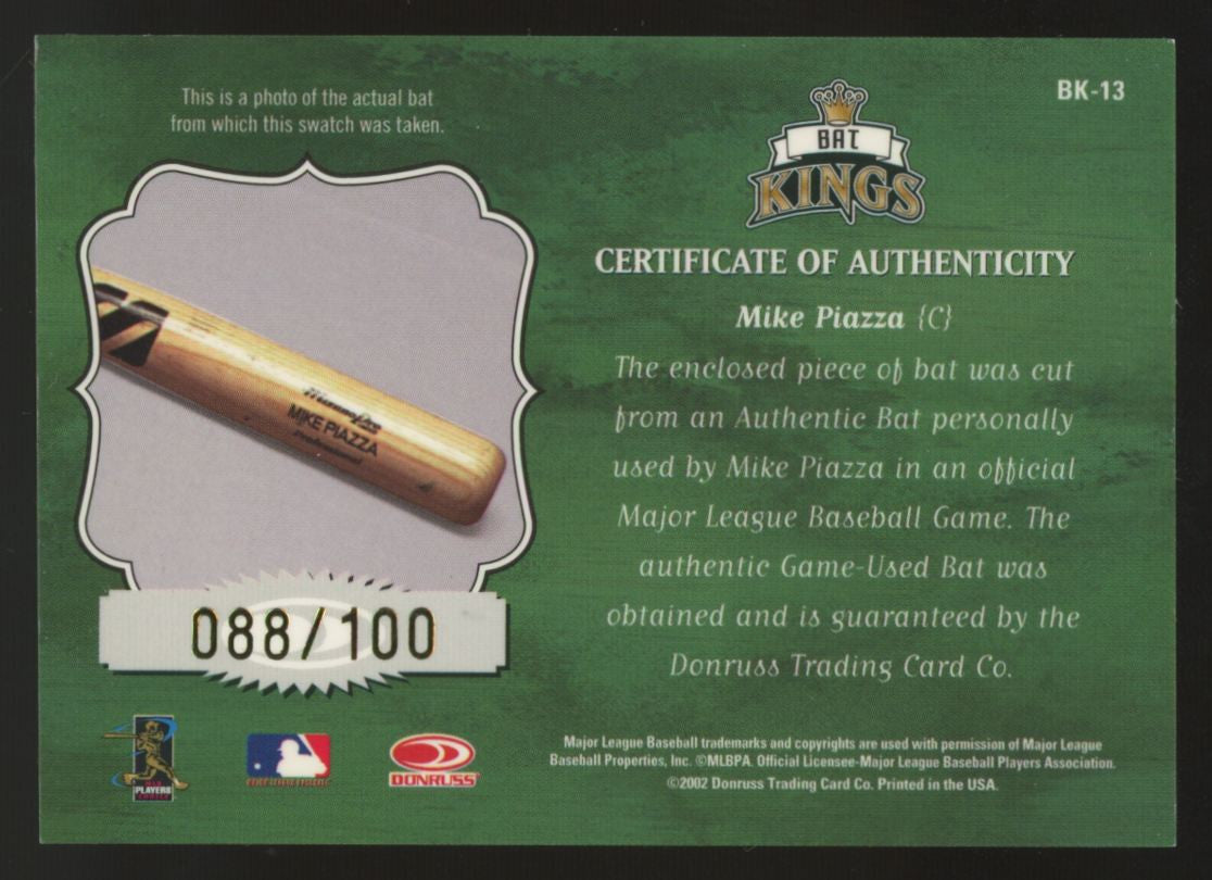 2003 Donruss Mike Piazza Bat Kings Relic /100 #BK-13