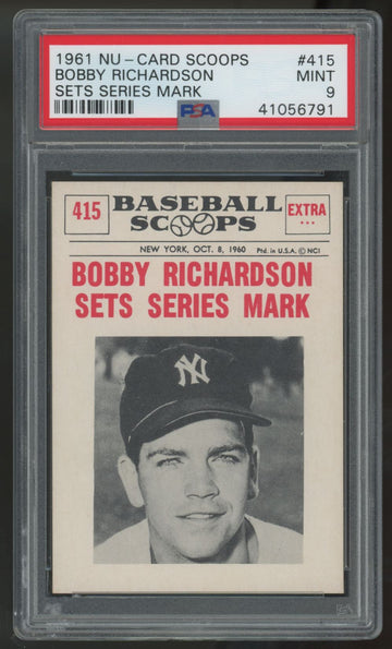 1961 Nu-Card Baseball Scoops Bobby Richardson #415 PSA 9
