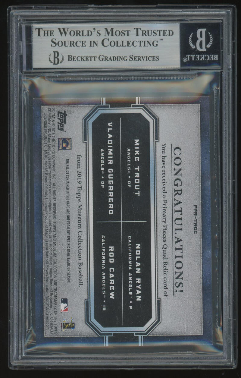 2019 Topps Museum Collection Primary Pieces Quad Relics Emerald Trout Ryan Carew Guerrero BECKETT MINT 9