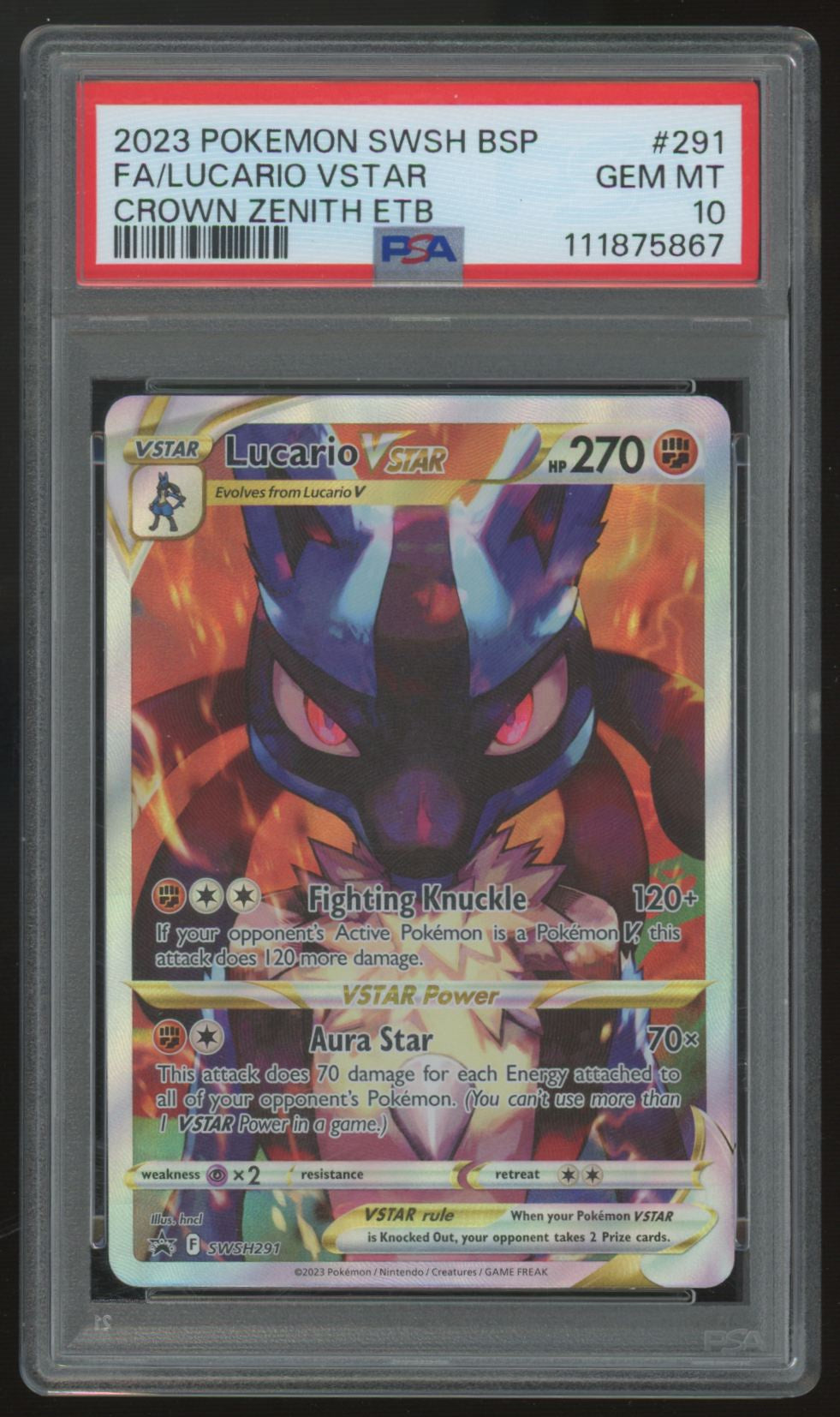 2023 Pokemon Lucario VStar Crown Zenith Promo #291 PSA 10 (B)
