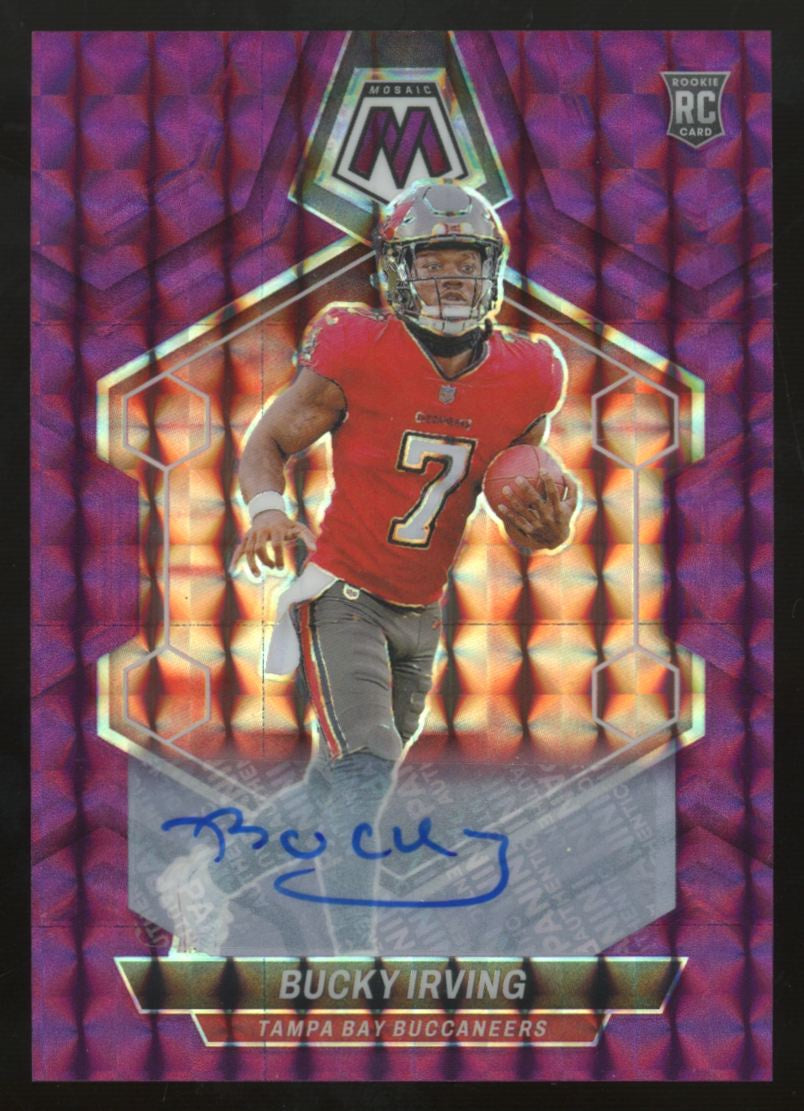 2024 Panini Mosaic Bucky Irving RC Mosaic Autographs Purple Auto /49 #385