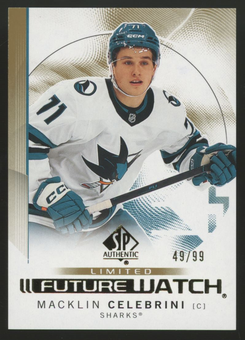 2024-25 UD SP Authentic Macklin Celebrini RC Limited Future Watch Gold /99 #184
