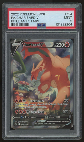 2022 Pokemon Charizard V Brilliant Stars Full Art #154 PSA 9