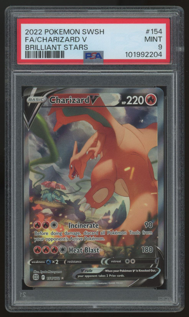 2022 Pokemon Charizard V Brilliant Stars Full Art #154 PSA 9