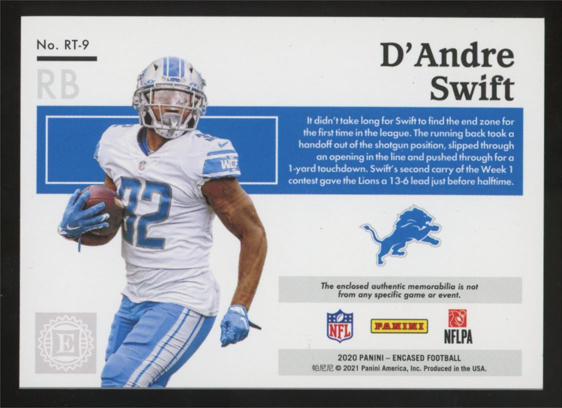 2020 Panini Encased D'Andre Swift RC Gold Triple Patch /25 #RT-9
