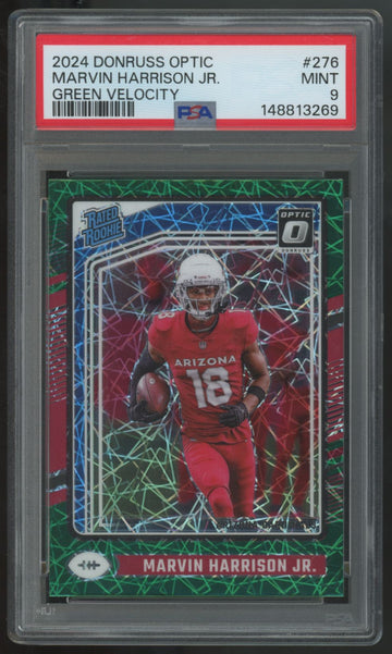 2024 Donruss Optic Marvin Harrison Jr. RC Rated Rookie Green Velocity #276 PSA 9