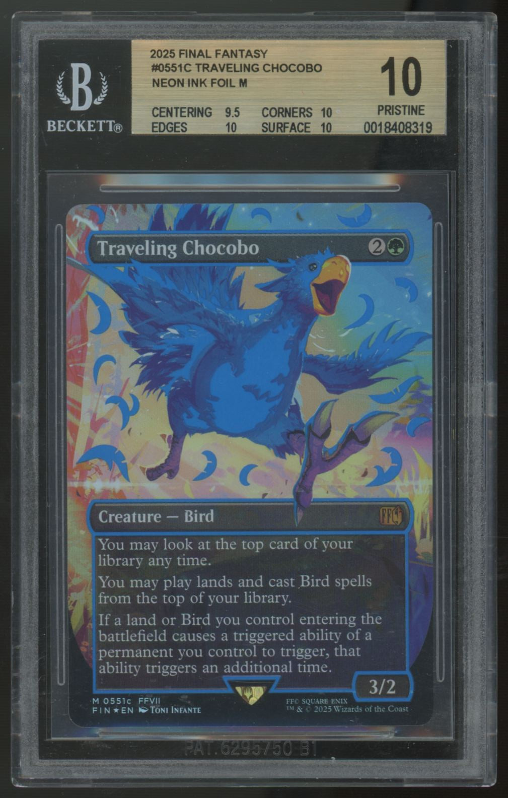 2025 Magic Traveling Chocobo Neon Ink Blue Final Fantasy #0551c BGS 10 (B)