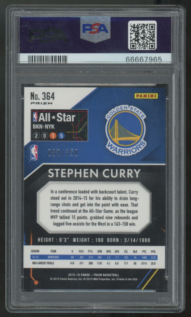 2015-16 Panini Prizm Stephen Curry Ruby Red Wave /350 #364 PSA 10