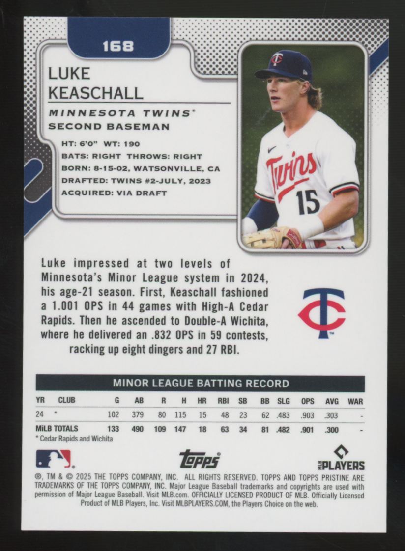 2025 Topps Pristine Luke Keaschall RC Primaries /10 #168
