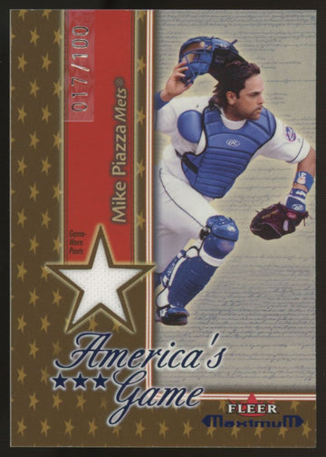 2002 Fleer Maximum Mike Piazza America's Game Game Worn Patch /100
