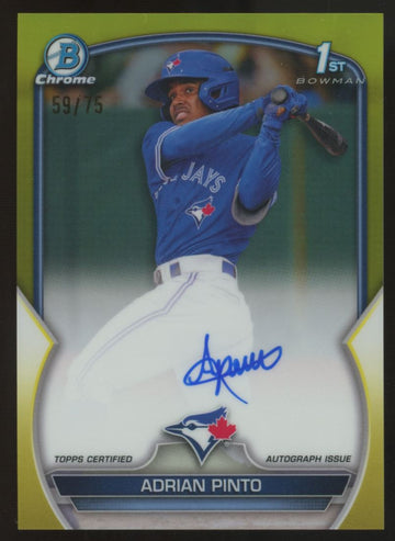 2023 Bowman Chrome Adrian Pinto 1st Yellow Auto Refractor /75 #CPA-API