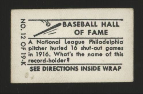 1948 Topps Magic Grover Alexander Baseball Hall Of Fame #12 VG