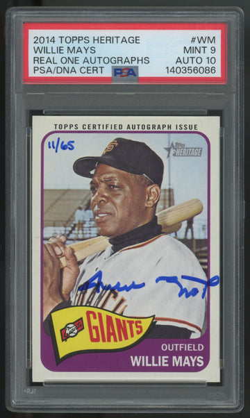 2014 Topps Heritage Willie Mays Real One Auto /65 #ROA-WM PSA 9 10
