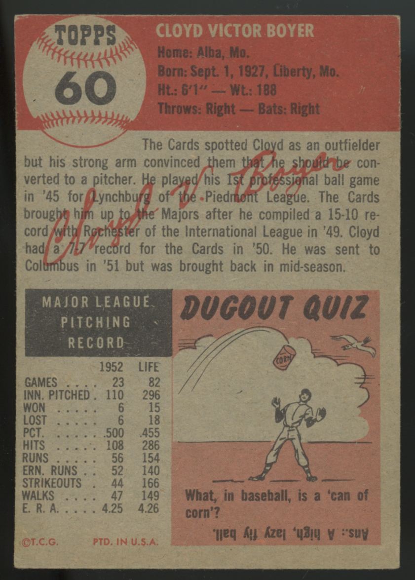 1953 Topps Cloyd Boyer #60 VG+