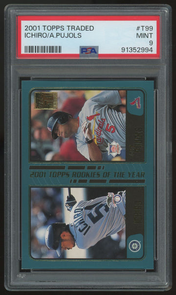 2001 Topps Traded Ichiro/Albert Pujols Rookies Of The Year #T99 PSA 9