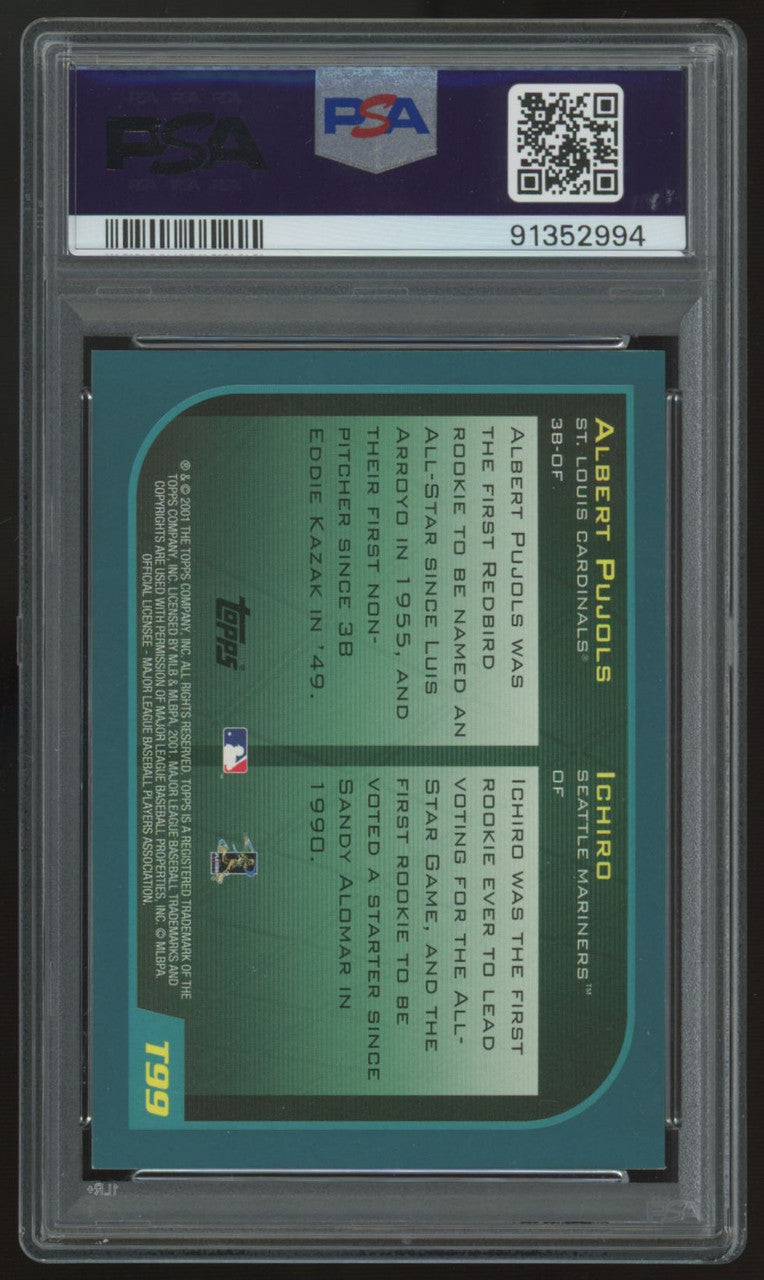2001 Topps Traded Ichiro/Albert Pujols Rookies Of The Year #T99 PSA 9