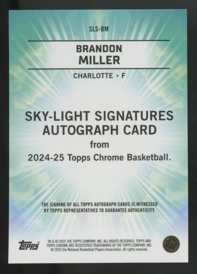2024-25 Topps Chrome Brandon Miller Gold Geometric Sky-Light Auto /50 #SLS-BM