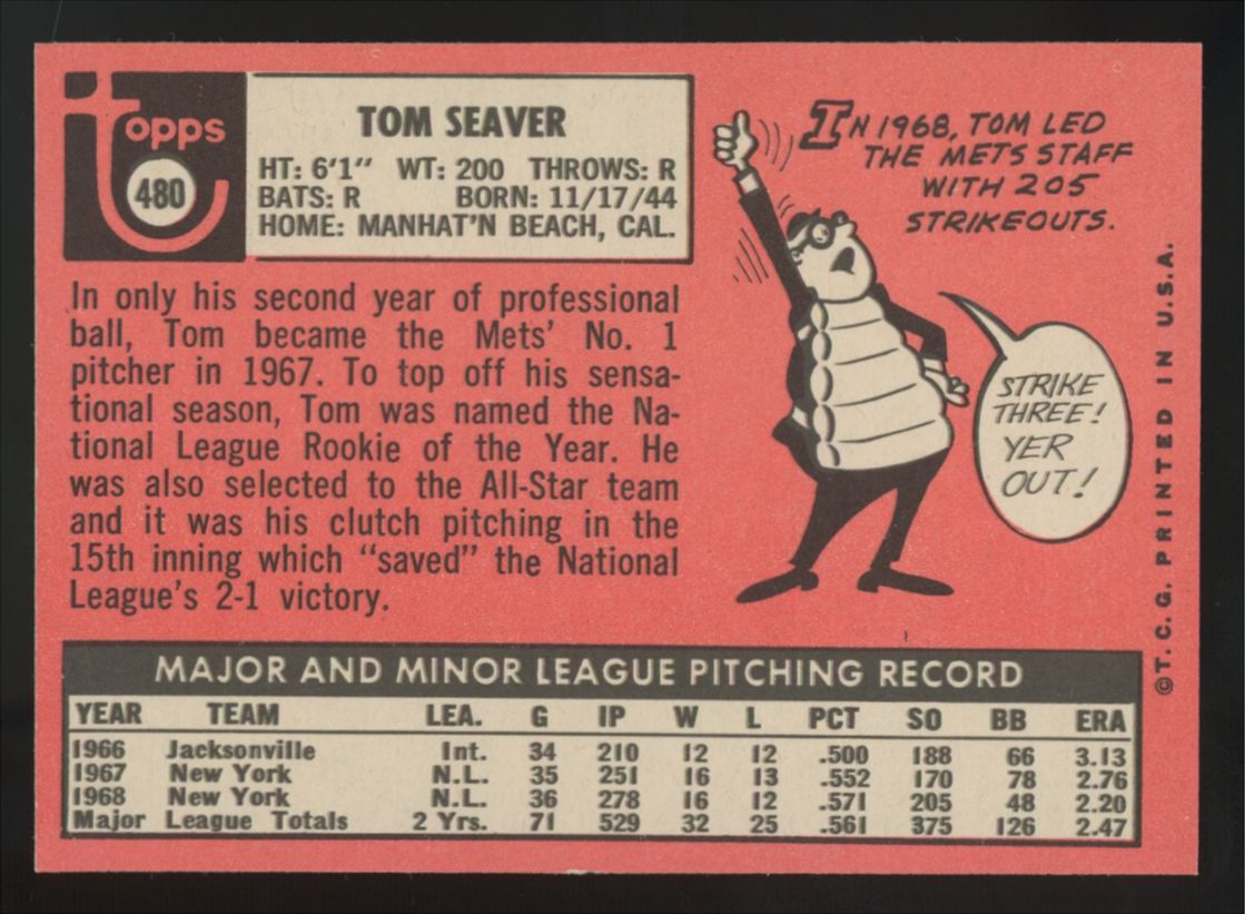 1969 Topps Tom Seaver #480 NM (OC)