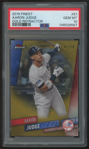 2019 Topps Finest Aaron Judge Gold Refractor /50 #51 PSA 10