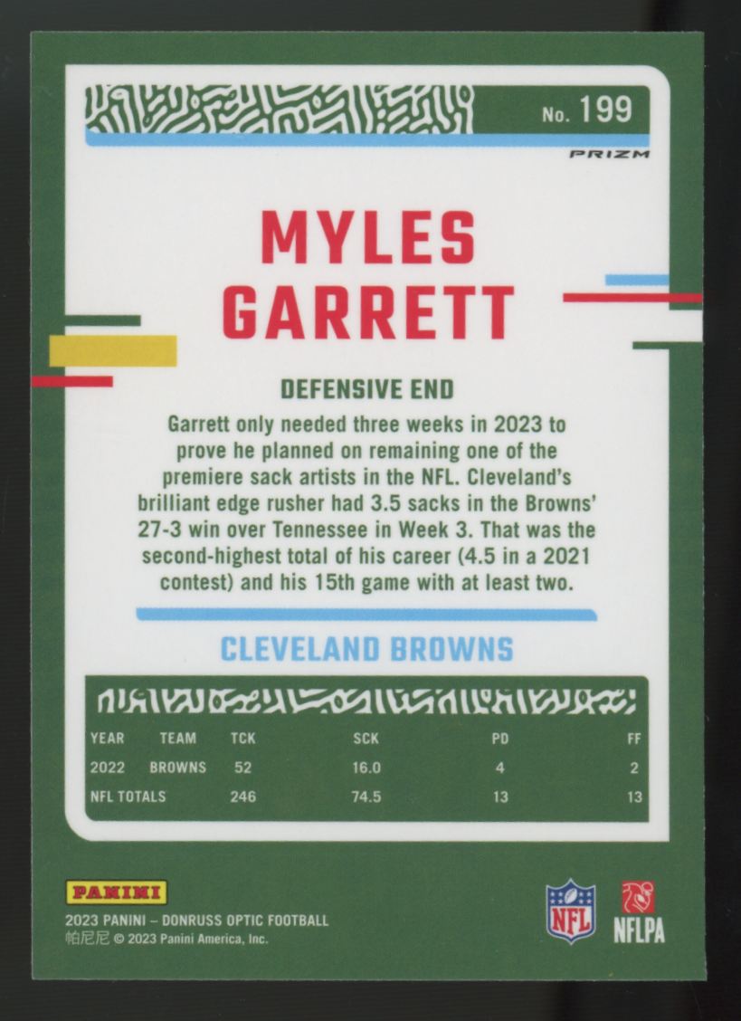 2023 Panini Donruss Optic Myles Garrett White Sparkle SSP #199