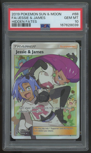 2019 Pokemon Jessie & James Hidden Fates Full Art #68 PSA 10 (C)
