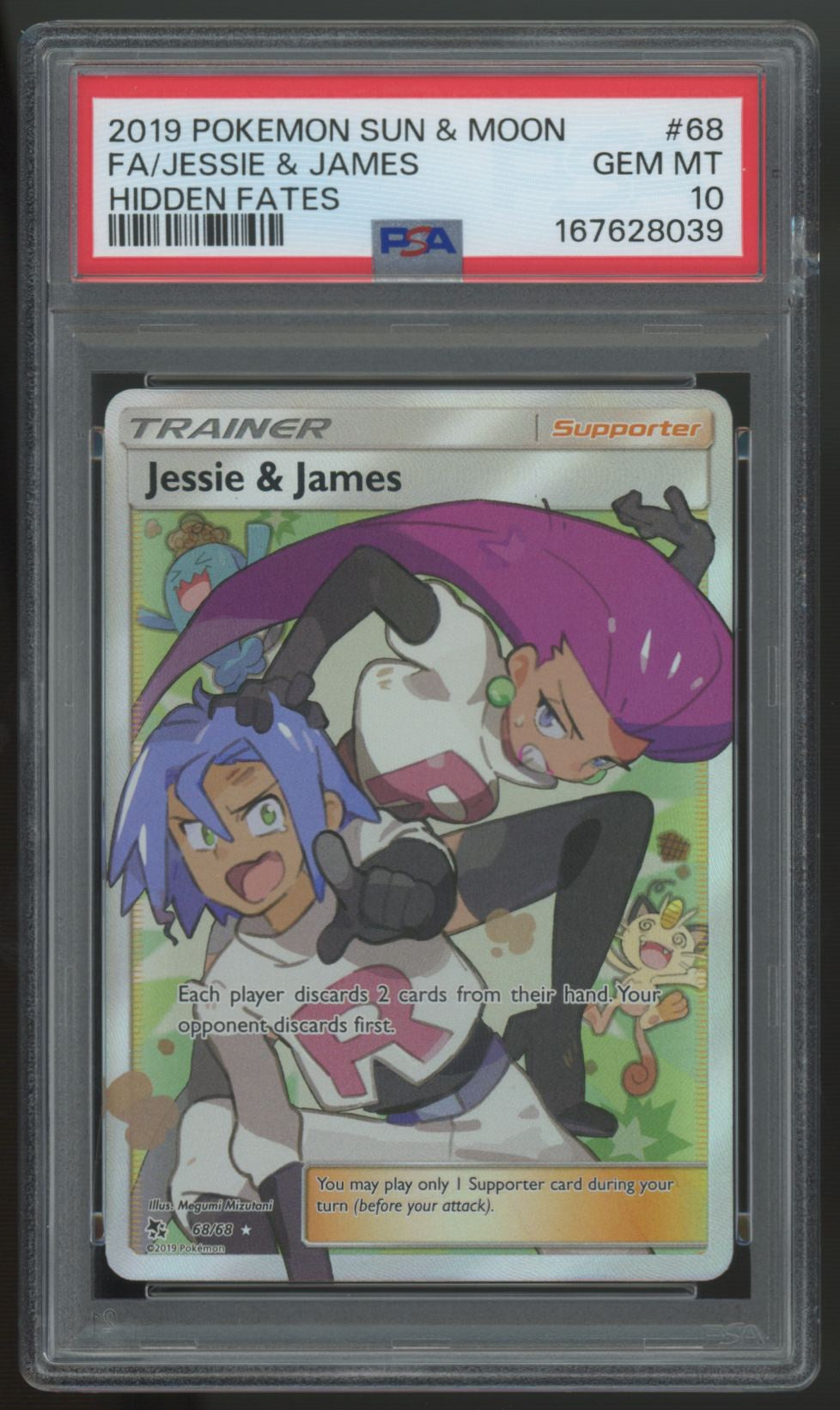 2019 Pokemon Jessie & James Hidden Fates Full Art #68 PSA 10 (C)