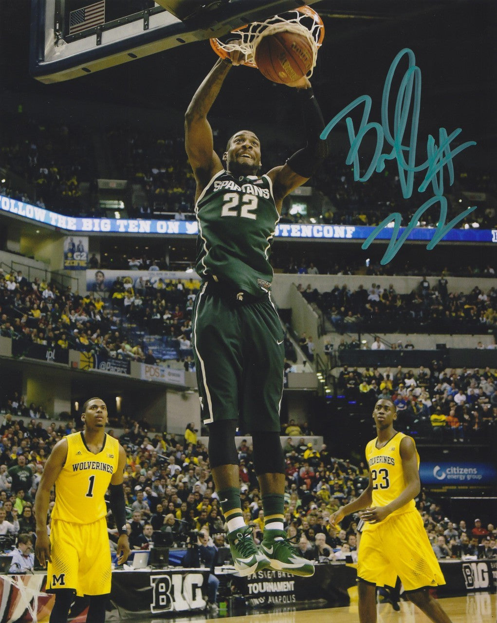 Branden Dawson Michigan State Spartans NCAA 16x20" Autographed Photo - Dunk