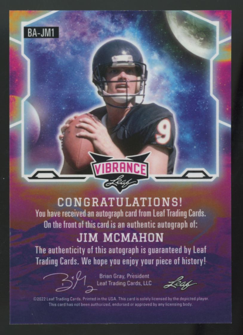 2022 Leaf Vibrance Jim McMahon Ice Auto #BA-JM1