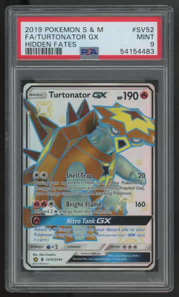 2019 Pokemon Turtonator GX Hidden Fates Full Art #SV52 PSA 9