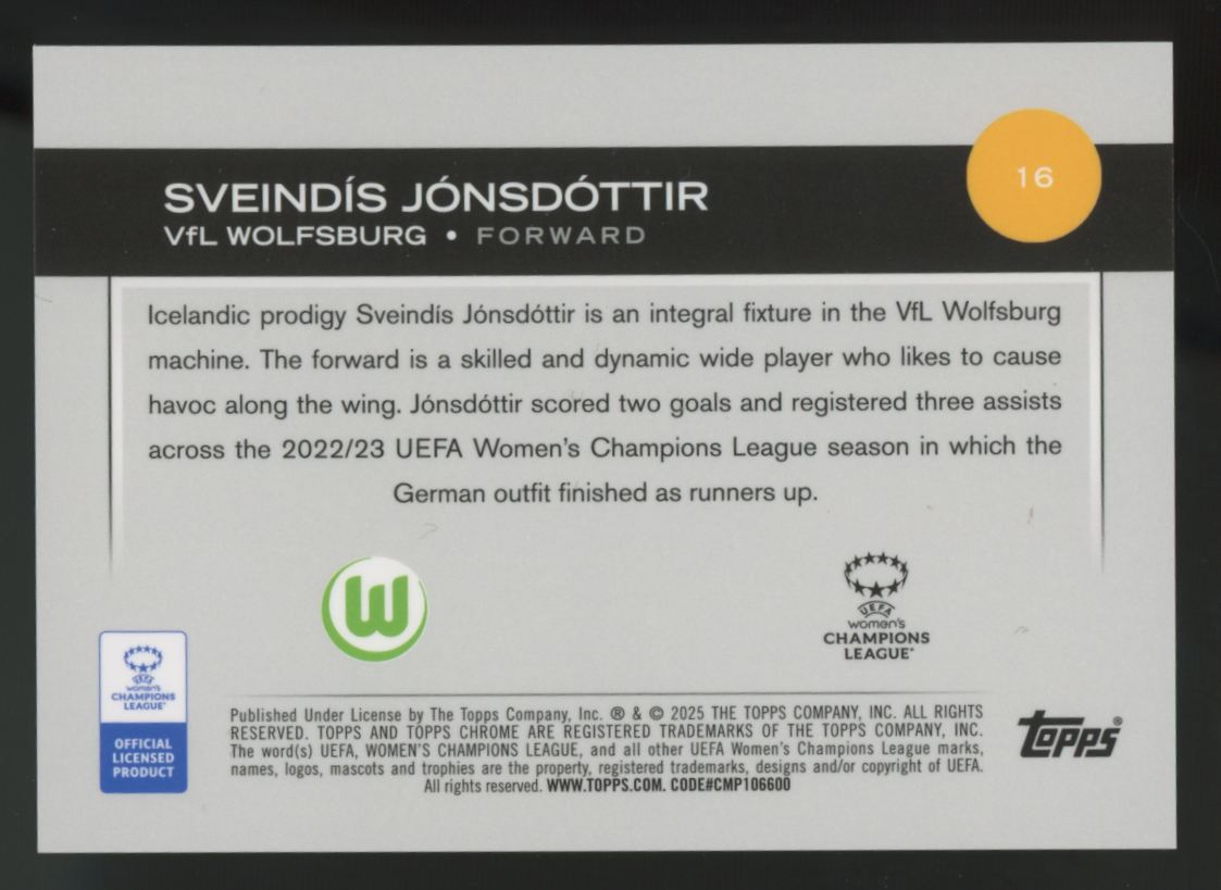 2024-25 Topps Chrome UEFA Women's Sveindis Jonsdottir XI Variation III/XI #16