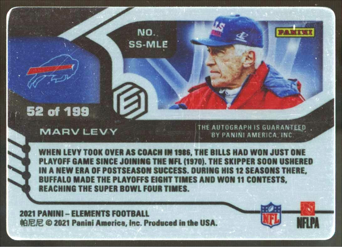 2021 Panini Elements Marv Levy Steel Signatures Auto /199 #SS-MLE