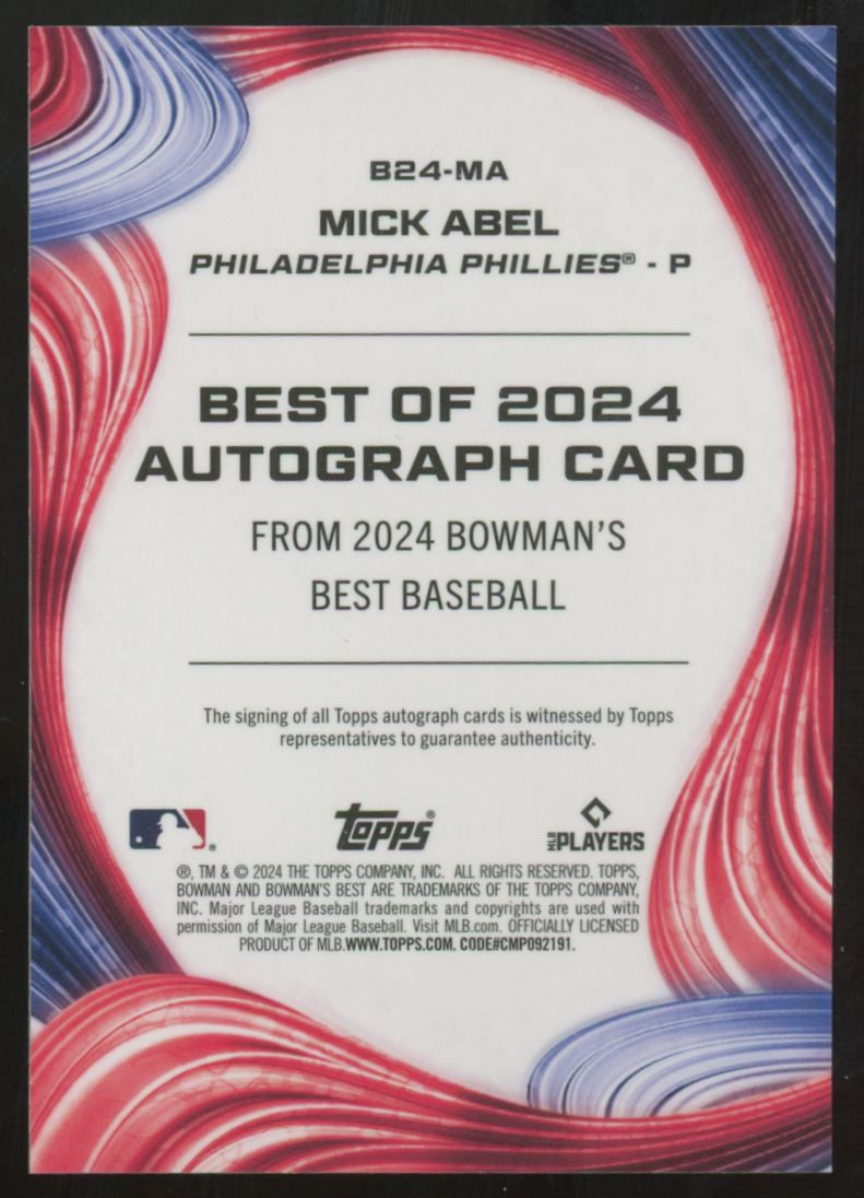 2024 Bowman's Best Mick Abel Best Of '24 Gold Mini-Diamond Auto /50 #B24-MA