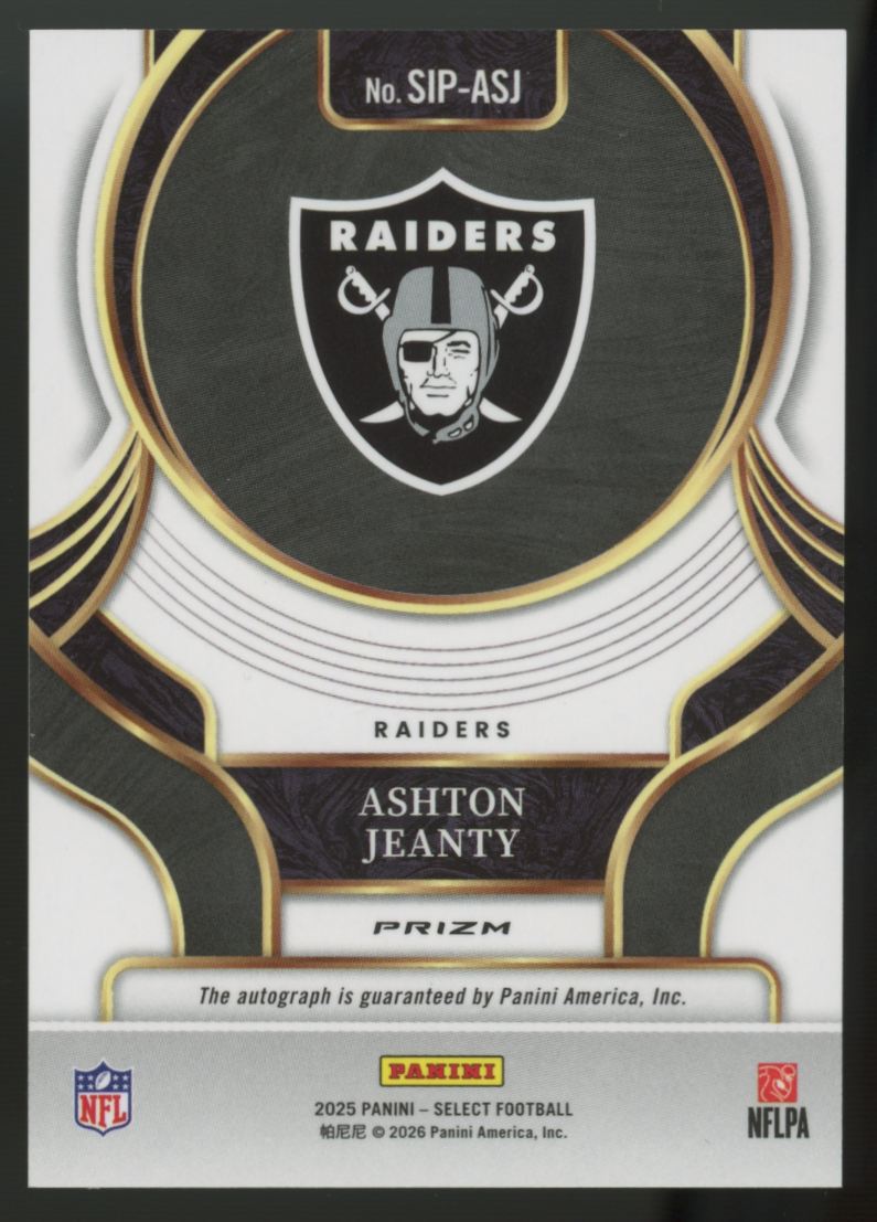 2025 Panini Select Ashton Jeanty RC Signatures Auto Prizm #SIP-ASJ