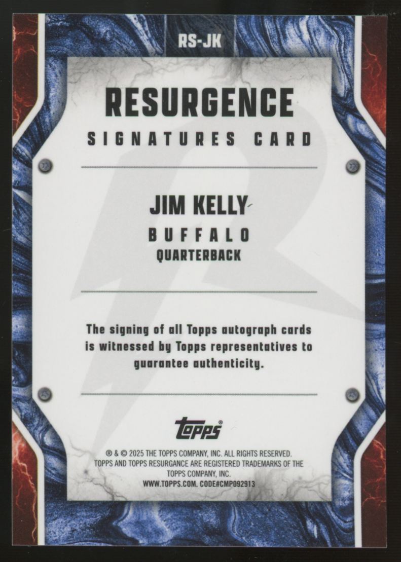2024 Topps Resurgence Jim Kelly Signature Lime Green Power Surge Auto /15 #RS-JK