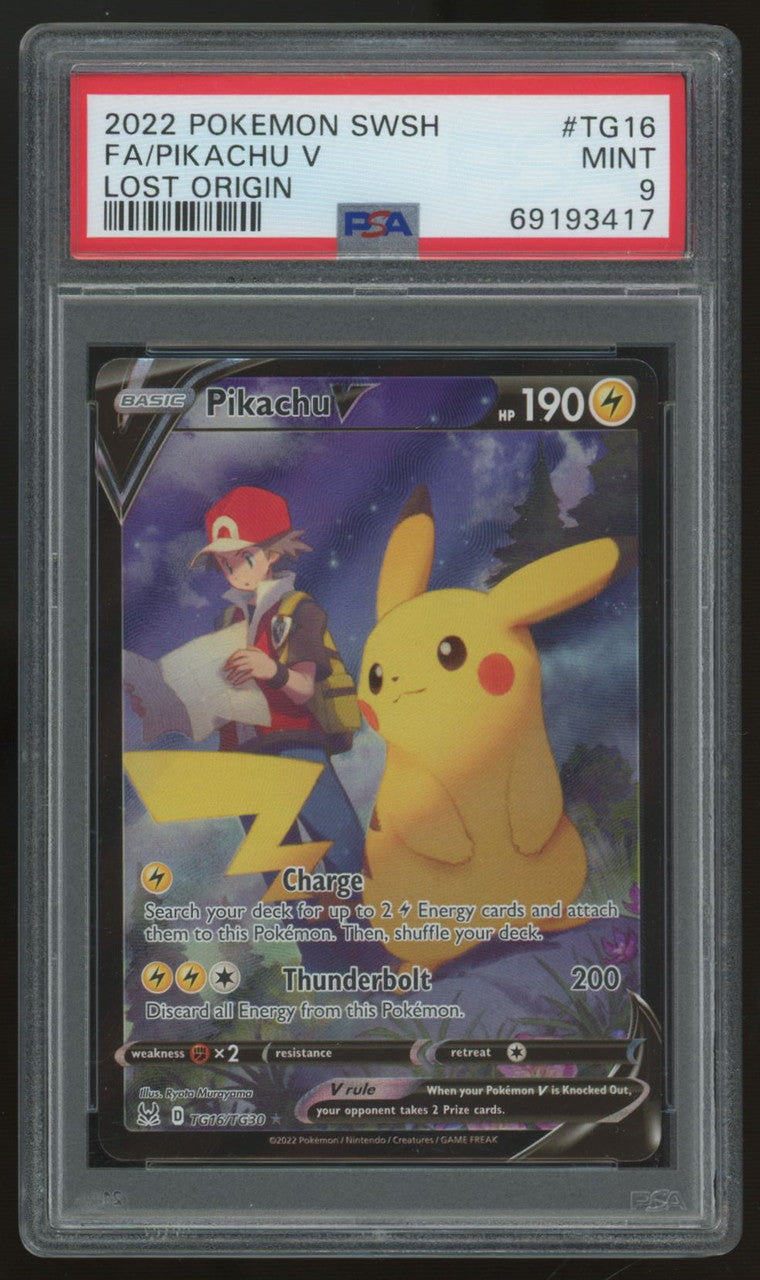 2022 Pokemon Pikachu V Lost Origin Full Art #TG16 PSA 9