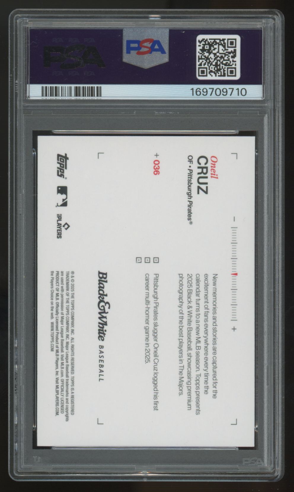2025 Topps Black & White Oneil Cruz #36 PSA 10