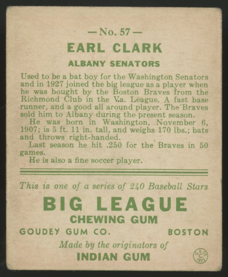 1933 Goudey Earl Clark #57 Good
