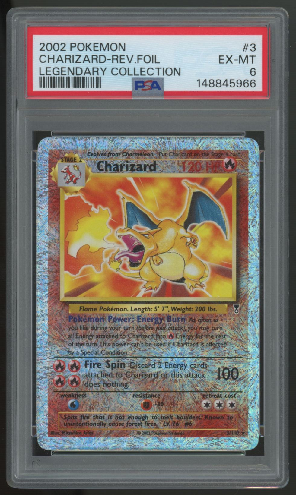 2002 Pokemon Charizard Legendary Collection Reverse Holo #3 PSA 6