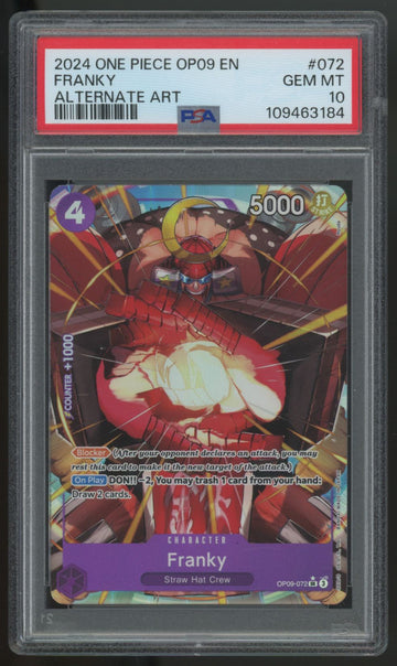 2024 One Piece Franky OP09 Alt Art #072 PSA 10