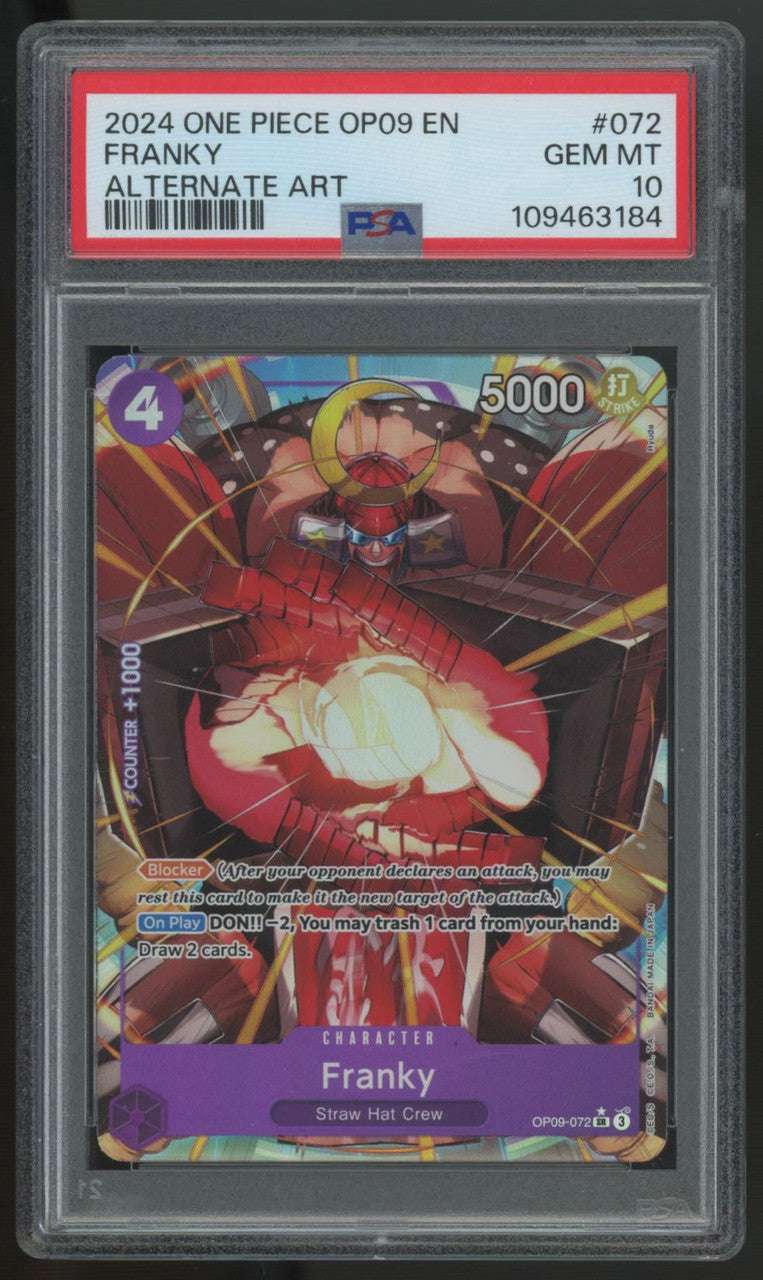 2024 One Piece Franky OP09 Alt Art #072 PSA 10