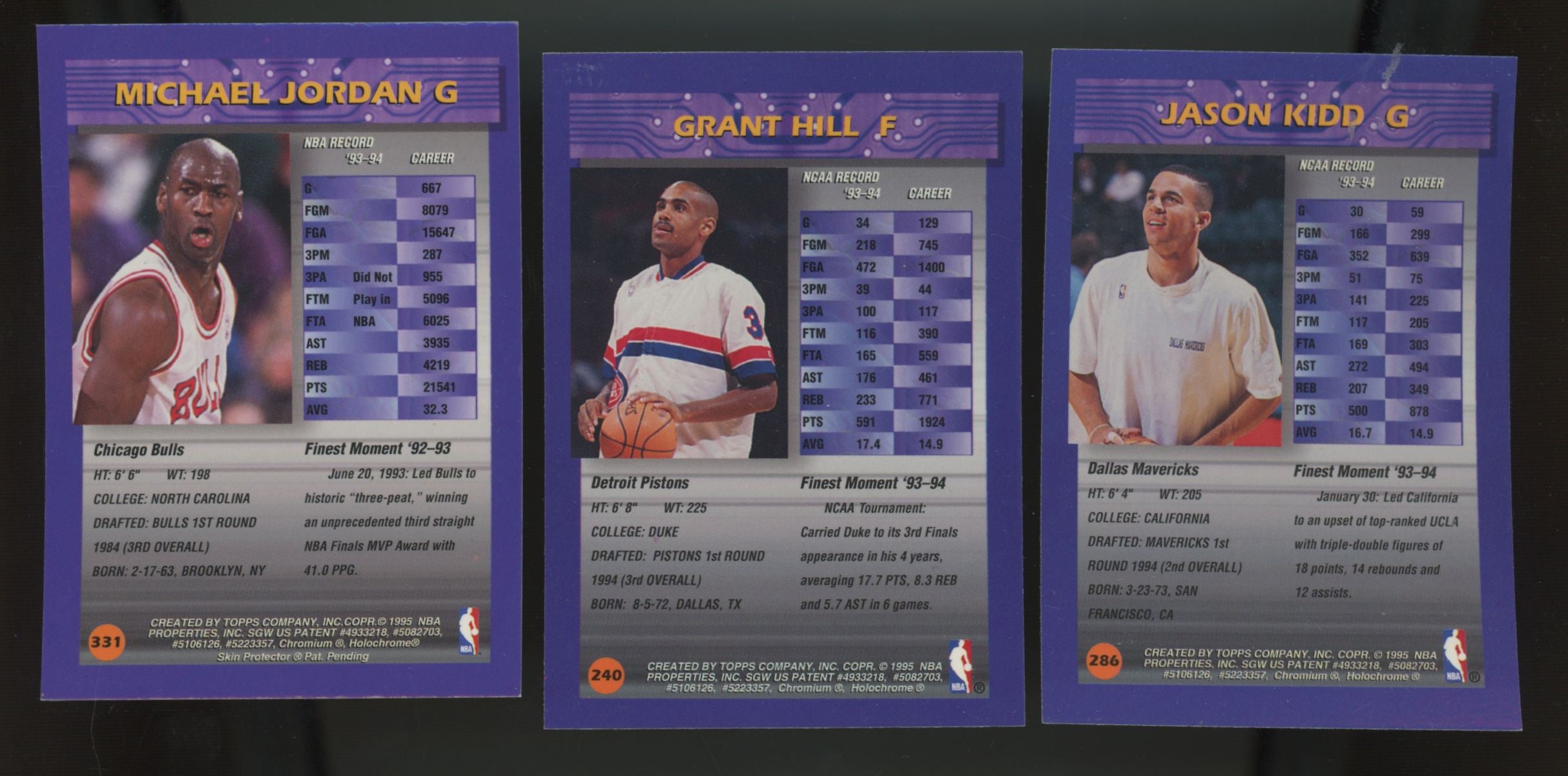 1994-95 Topps Finest Basketball W/ Coating Complete Set (330) EX/MT-NM
