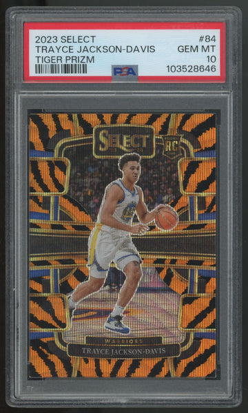 2023-24 Panini Select Trayce Jackson-Davis RC Concourse Tiger Prizm SSP PSA 10