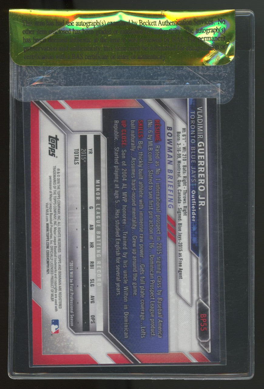 2016 Bowman Vladimir Guerrero Jr. 1st #BP55 Signed Autographed BAS