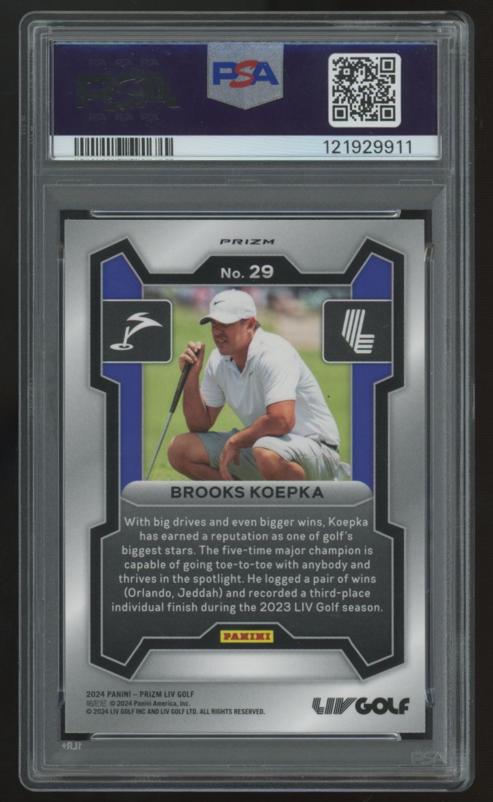 2024 Panini Prizm LIV Brooks Koepka RC Silver #29 PSA 9