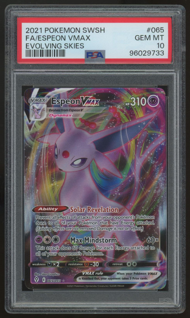 2021 Pokemon Espeon VMAX Evolving Skies Full Art #065 PSA 10