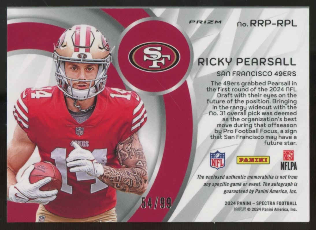 2024 Panini Spectra Ricky Pearsall RC Radiant Rookie Patch Auto RPA /99 #RRP-RPL