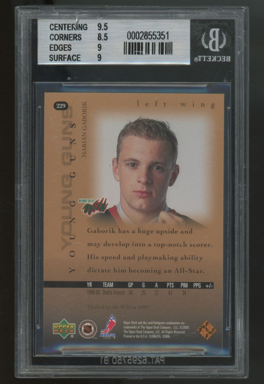 2000-01 Upper Deck Marian Gaborik RC Young Guns #229 BGS 9