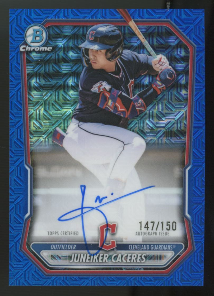 2026 Bowman Mega Juneiker Caceres Blue Mojo Auto /150 #BMA-JCAC
