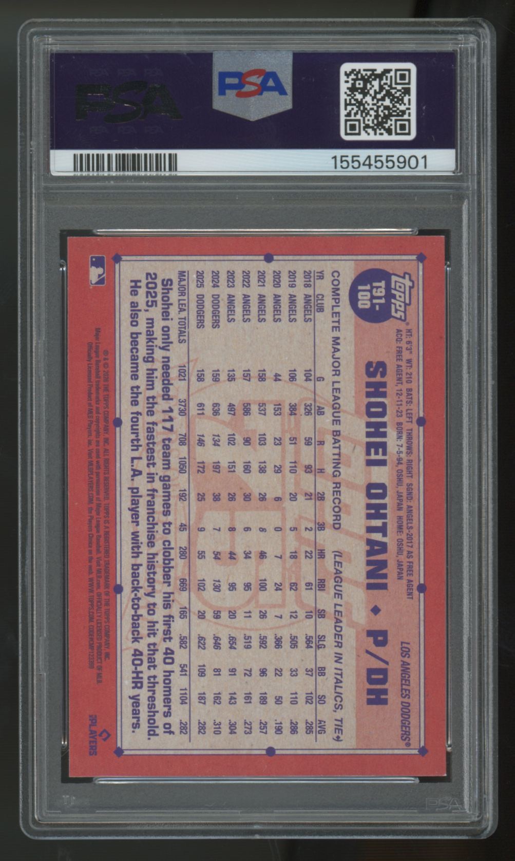 2026 Topps Shohei Ohtani 1991 Topps #T91-100 PSA 9