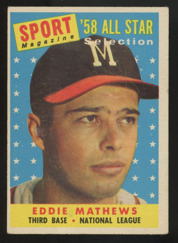 1958 Topps Eddie Mathews All Star #480 G/VG (Wrinkles)